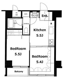 ソサエティ荏原中延 5階2Kの間取り