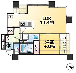 アーバネックス神戸水木通 1LDKの間取図画像