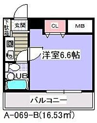 ローズガーデンA69番館 1Kの間取図画像