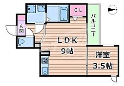 Osaka Metro中央線 緑橋駅 徒歩12分の賃貸マンション 4階1LDKの間取り