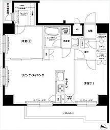 ルーブル東十条 5階2LDKの間取り