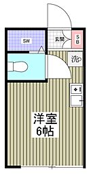 ストラーダ生麦 2階ワンルームの間取り