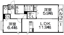 シャーメゾン南楠葉 2LDKの間取図画像
