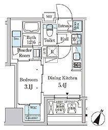 PARKAXIS神保町 1DKの間取図画像