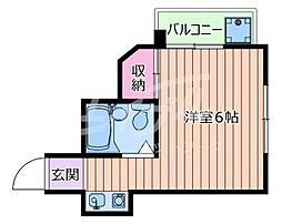 フルーレ千里丘 1Kの間取図画像