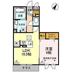 ロイジェントパークス レイクタウン F 1階1LDKの間取り