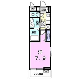 サンシャイン浦和美園 3階1Kの間取り