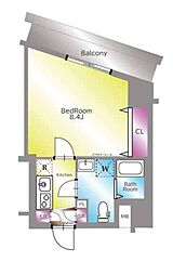 アイル イマージュ押上イースト 2階1Kの間取り
