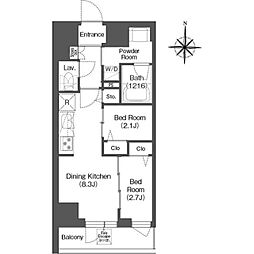 コンフォリア・リヴ西蒲田 10階2DKの間取り