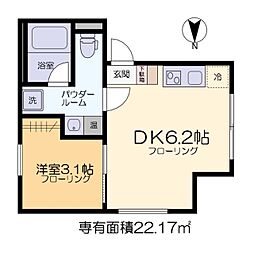 エスポワール門前仲町 地下3階1DKの間取り