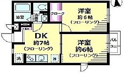 カトルコート 2DKの間取図画像