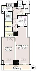 恵比寿ガーデンテラス弐番館 1LDKの間取図画像