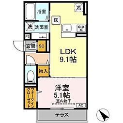 キタムラハイツ 1LDKの間取図画像