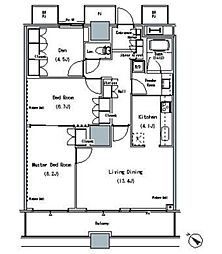 ＴＨＥ ＴＯＫＹＯ ＴＯＷＥＲＳ ＭＩＤＴＯＷＥＲ 28階2SLDKの間取り