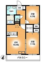 サウスヒルズAoyagi 2LDKの間取図画像