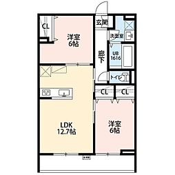 La　Libeｌｌule　二本榎 2階2LDKの間取り