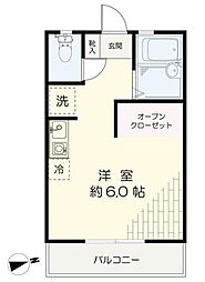 メゾンフローレンス 1階ワンルームの間取り