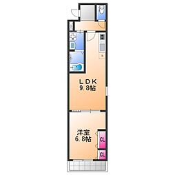メナメゾン日根野II番館 1階1LDKの間取り