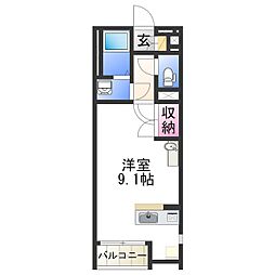 レオネクスト海南名高 ワンルームの間取図画像
