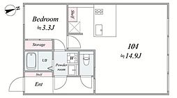 ｔｈｅ ｔｒｉａｓ296 1階1LDKの間取り