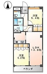 ビューヒルズ3 2LDKの間取図画像