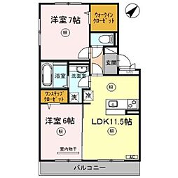 南海線 紀ノ川駅 徒歩21分の賃貸アパート 3階2LDKの間取り