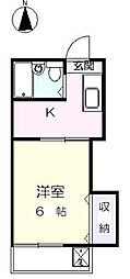 シャトーハイツ石神井 1DKの間取図画像