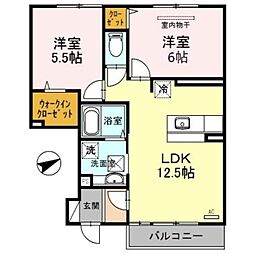 D-room栄谷 2LDKの間取図画像