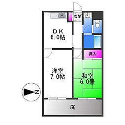 ドムール本町 2DKの間取図画像