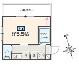 MELDIA堀切菖蒲園IV 3階1Kの間取り