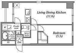 オーパスホームズ八丁堀 8階1LDKの間取り