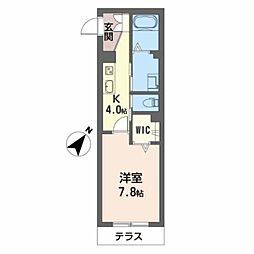 フレージア 1階1Kの間取り