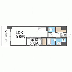 ライフフィールド銀天町 1LDKの間取図画像