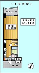 ロイヤルリバービュー 1Kの間取図画像