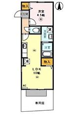 山陽電鉄本線 西新町駅 徒歩12分の賃貸アパート 1階1LDKの間取り