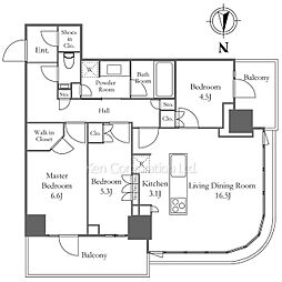 パークシティ中野ザ タワー ブリーズ ブリーズ 3LDKの間取図画像