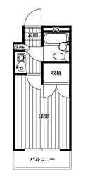 キャトルセゾン清新 1Kの間取図画像