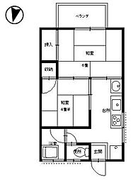 柳ハウス 1階2DKの間取り