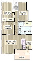 Comfort Stage Myoden A棟 2階3LDKの間取り