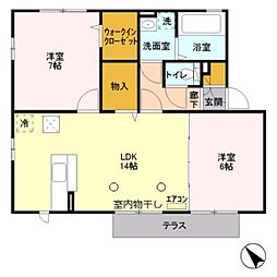 Grand Court東橋本 1階2LDKの間取り