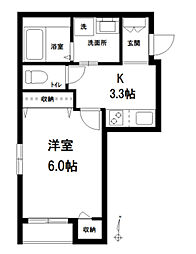 レイワールレジデンス 1Kの間取図画像