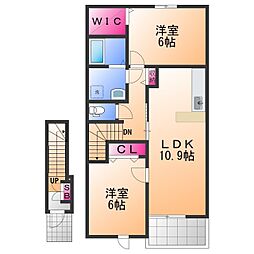 ウエストリヴァー和泉鳥取 2LDKの間取図画像