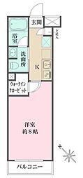 ベルフェリーク西小山 1Kの間取図画像
