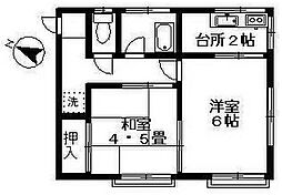 テラス西調布 2階2Kの間取り