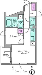 リヴ アン フルール 1LDKの間取図画像