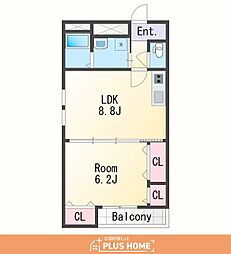 フジパレス城北3番館 1LDKの間取図画像