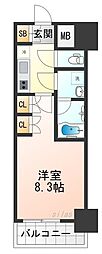 ブランシエスタ西宮 1Kの間取図画像