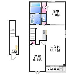 バーミィ 2LDKの間取図画像