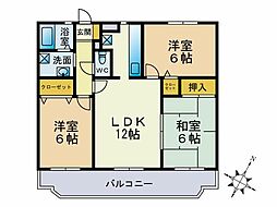 グランデージ空港南 3LDKの間取図画像