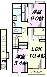 リリーガーデン 2階2LDKの間取り